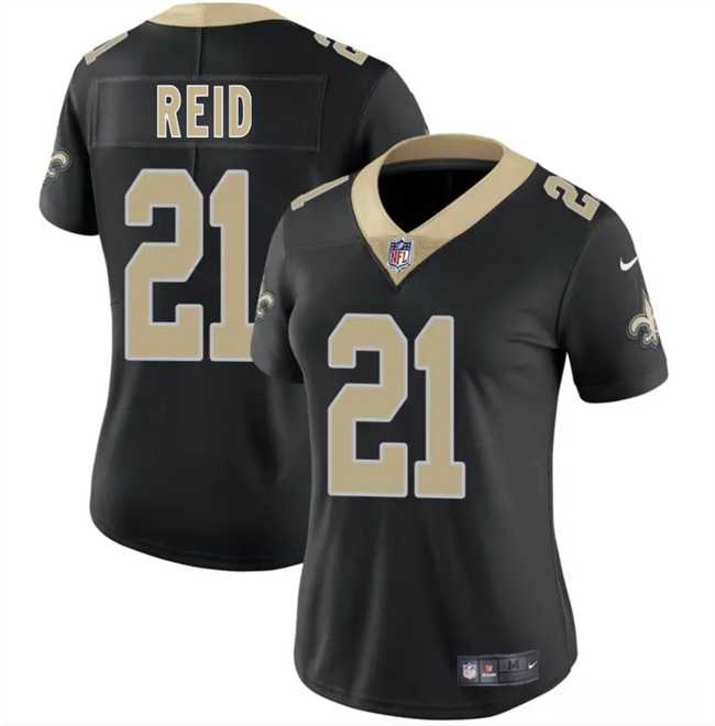 Women%27s New Orleans Saints #21 Justin Reid Black 2025 Vapor Stitched Limited Jersey Dzhi